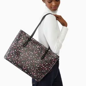 Kate spade Schuyler Medium Tote Black Floral like new!